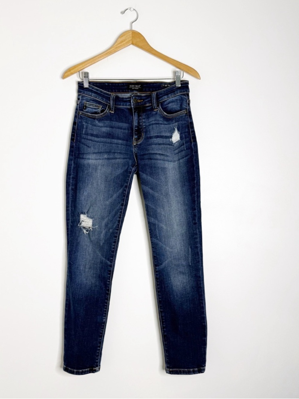 Judy Blue Slim Fit Distressed Jeans Size 5/27 Stretch Denim Dark Wash
